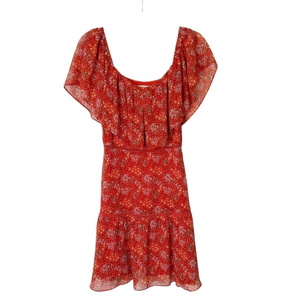 Rebecca‎ Minkoff Red Orange Floral Dress Womens Size 2